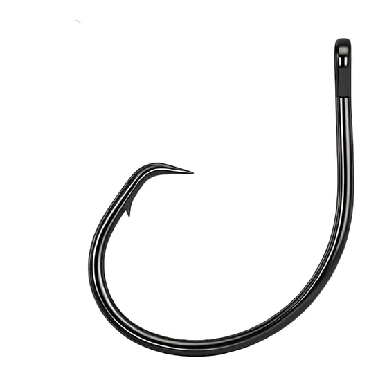 High carbon steel circle hook with 9KM OWLIFE branding on a white background