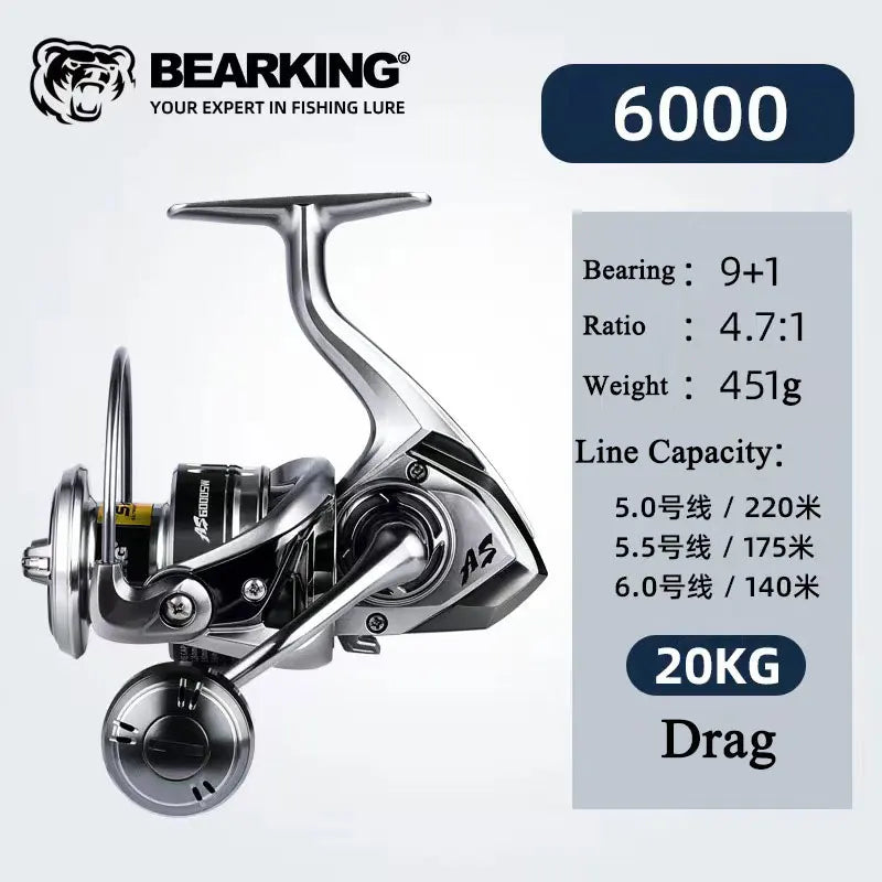 High-Drag Stainless Spinning Reel β Strength Meets Style for Salt & Freshwater Fishing
