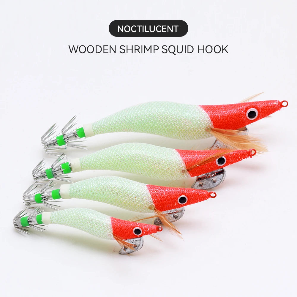 10pcs Red Head Squid Jig – Night Glow Bionic Lure Set
