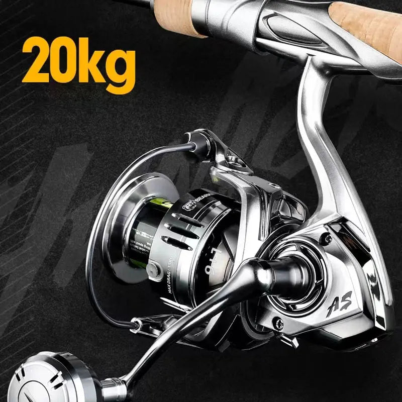 High-Drag Stainless Spinning Reel β Strength Meets Style for Salt & Freshwater Fishing