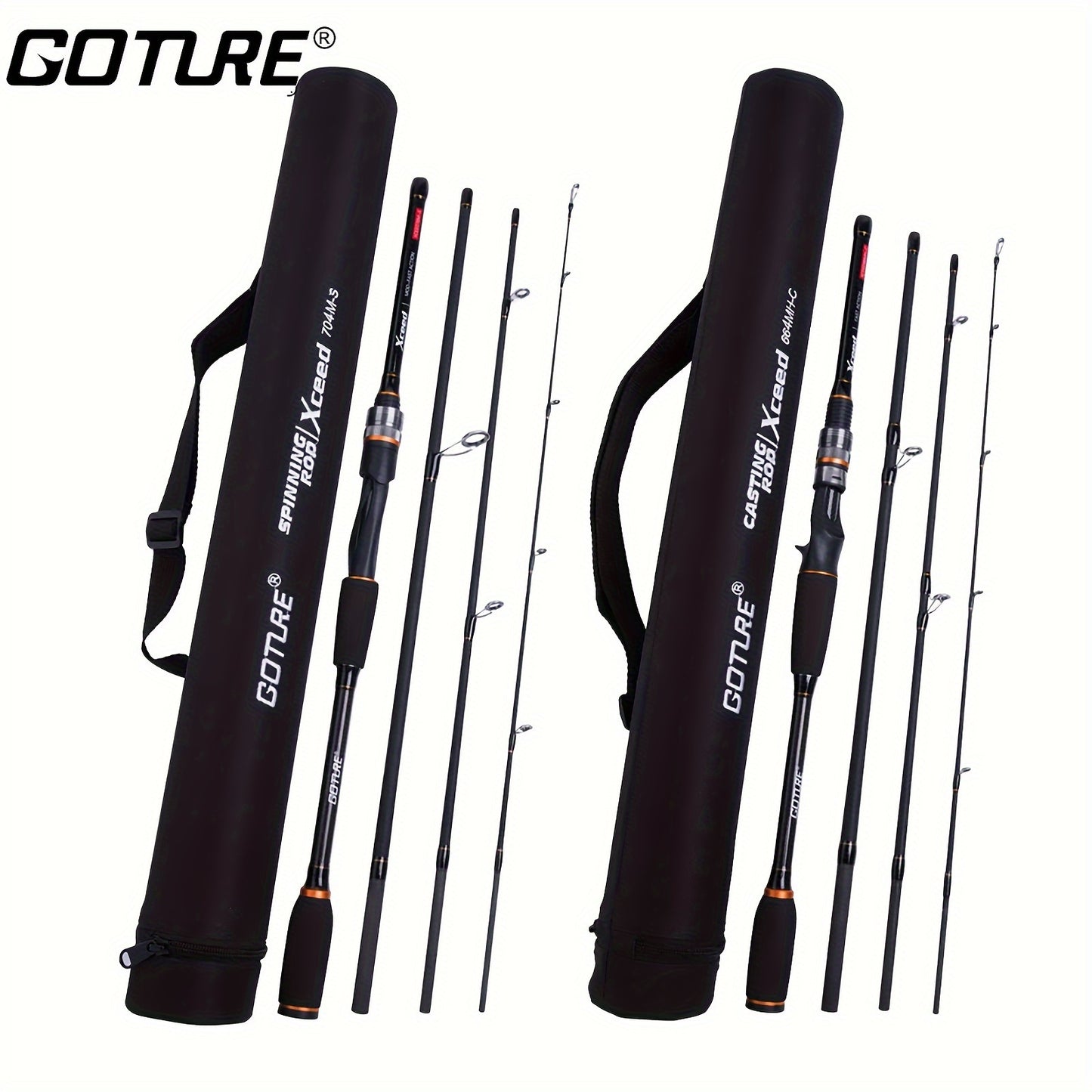 πββοΈ Goture Carbon 4-Piece Travel Fishing Rod β Spinning/Casting Combo with Tube Bag