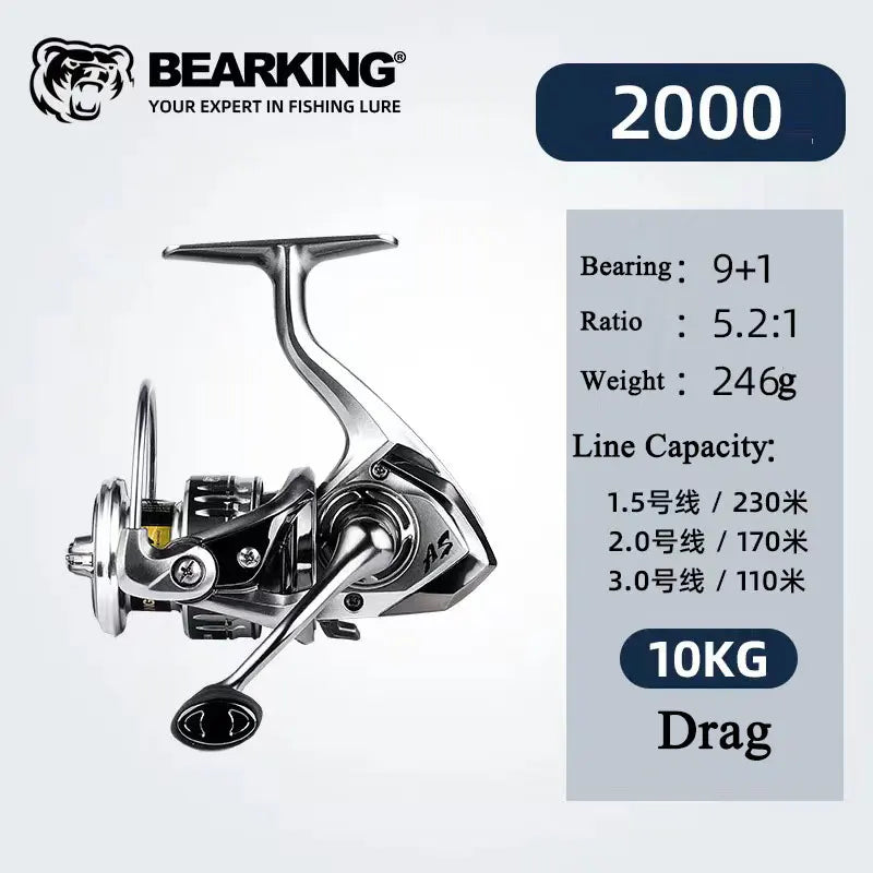 High-Drag Stainless Spinning Reel – Strength Meets Style for Salt & Freshwater Fishing