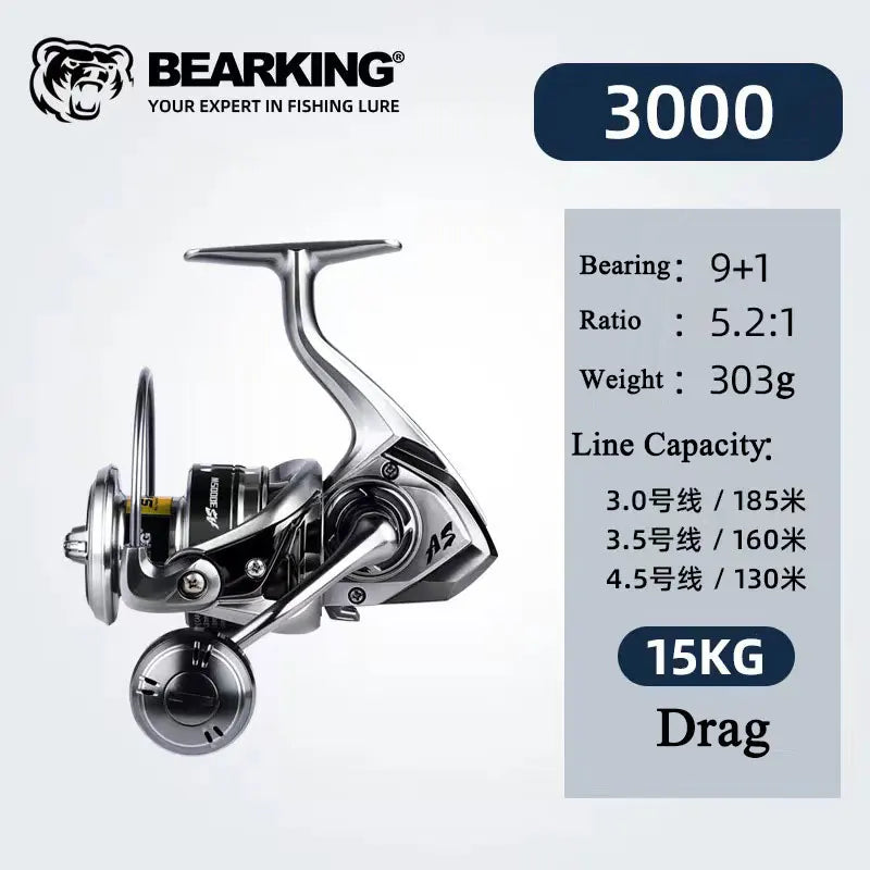 High-Drag Stainless Spinning Reel – Strength Meets Style for Salt & Freshwater Fishing