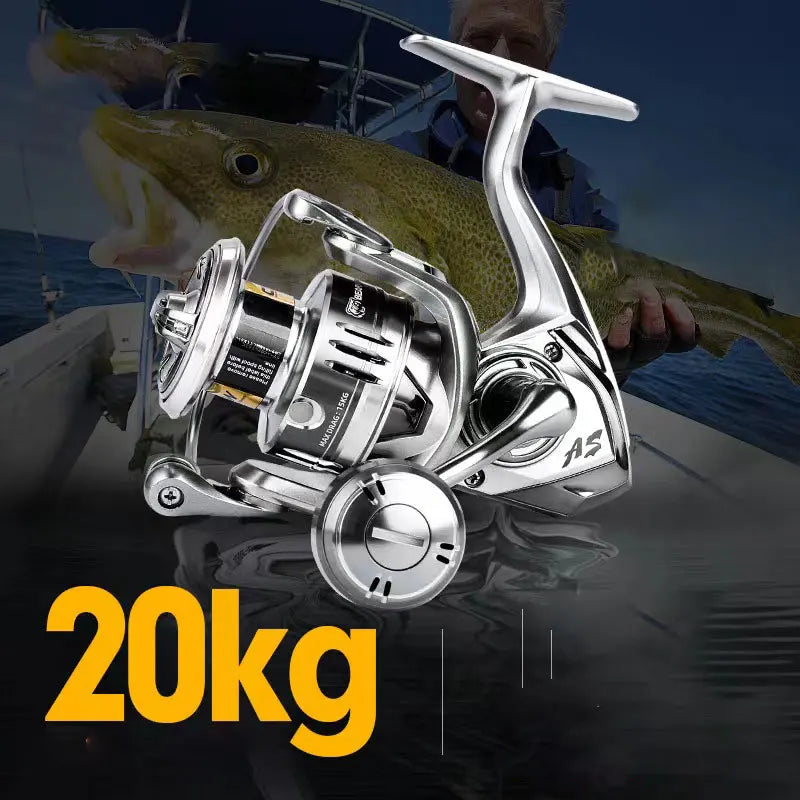 High-Drag Stainless Spinning Reel – Strength Meets Style for Salt & Freshwater Fishing