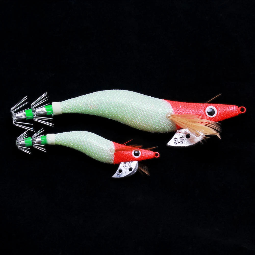 10pcs Red Head Squid Jig – Night Glow Bionic Lure Set