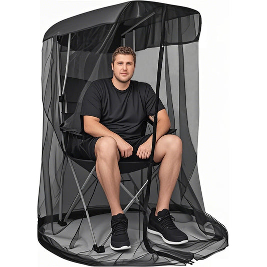 Portable Outdoor Chair Cover with Mosquito Net & Sun Canopy - UV & Water-Resistant Shelter for Camping & Fishing(black 185*125*205CM)(not including stand)